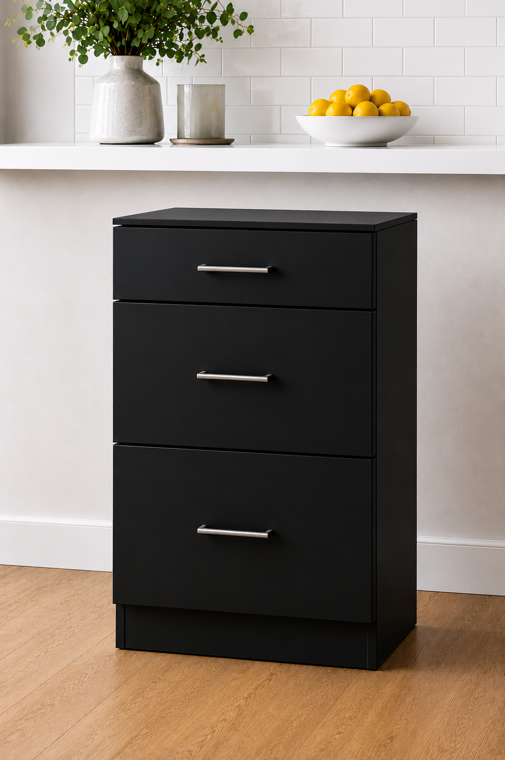 Stock Line 3-Drawer Base Cabinet 9" to 22"