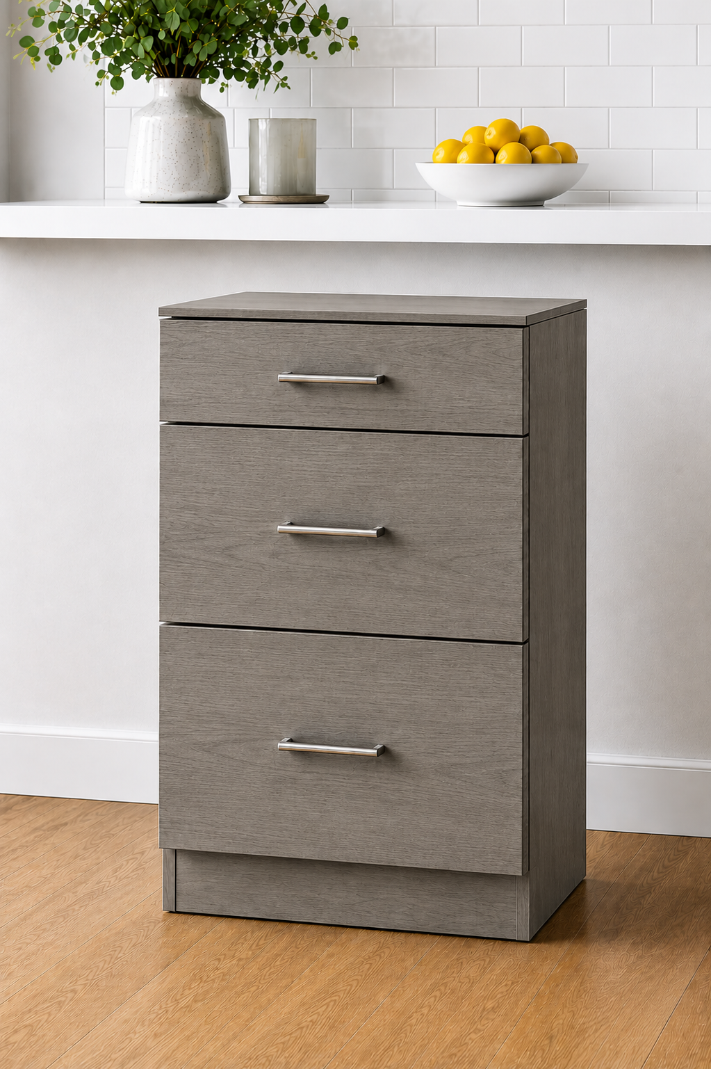 Stock Line 3-Drawer Base Cabinet 9" to 22"