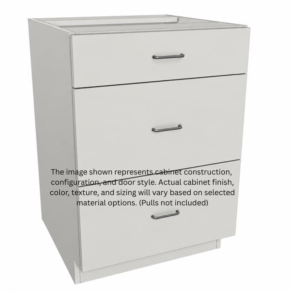 Stock Line 3-Drawer Base Cabinet 9" to 22"