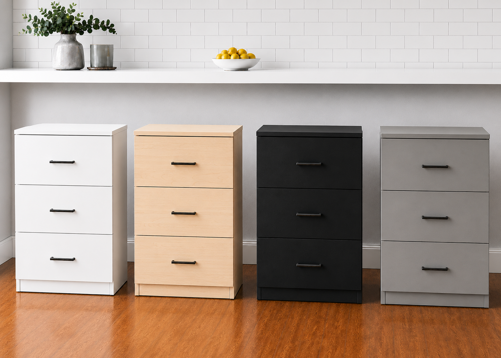 Stock Line 3- Equal Drawer Base Cabinet 23" to 36"