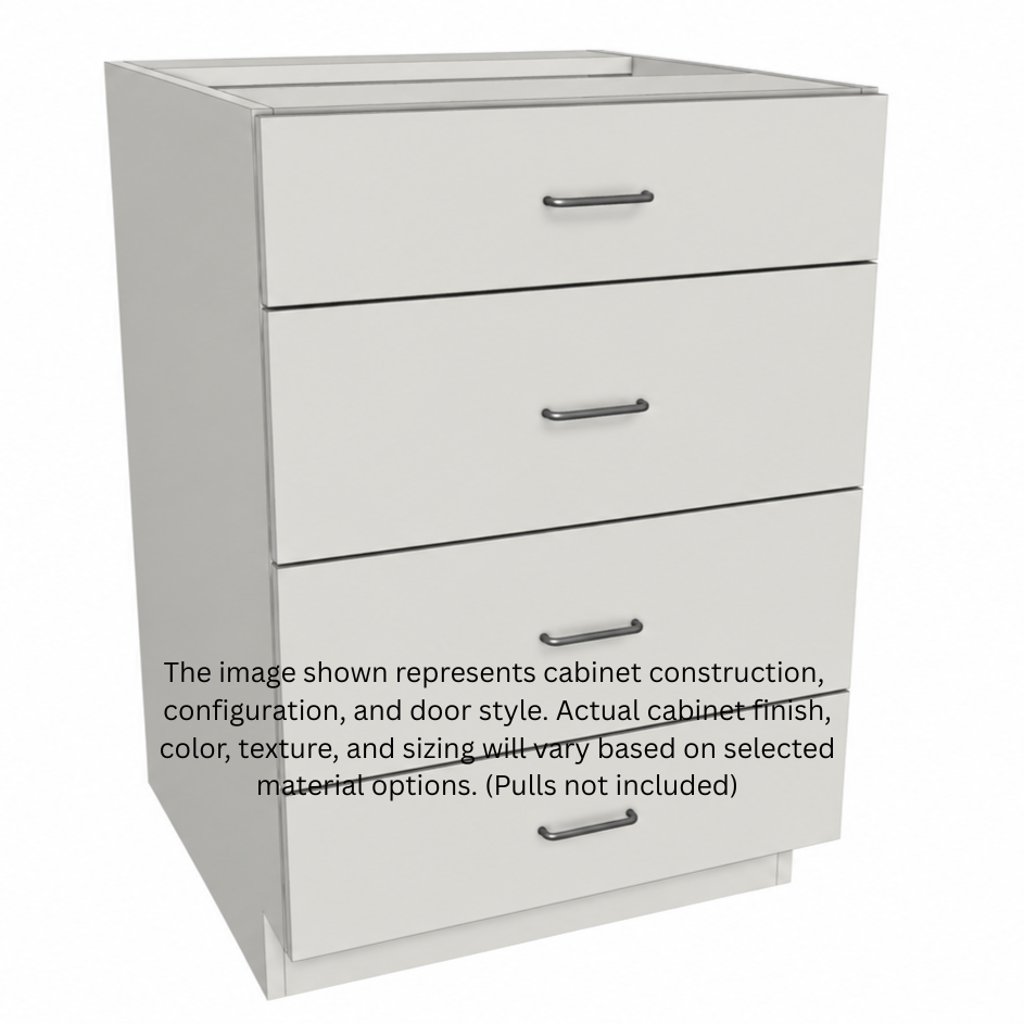 Stock Line 4-Drawer Base Cabinet 9" to 22"