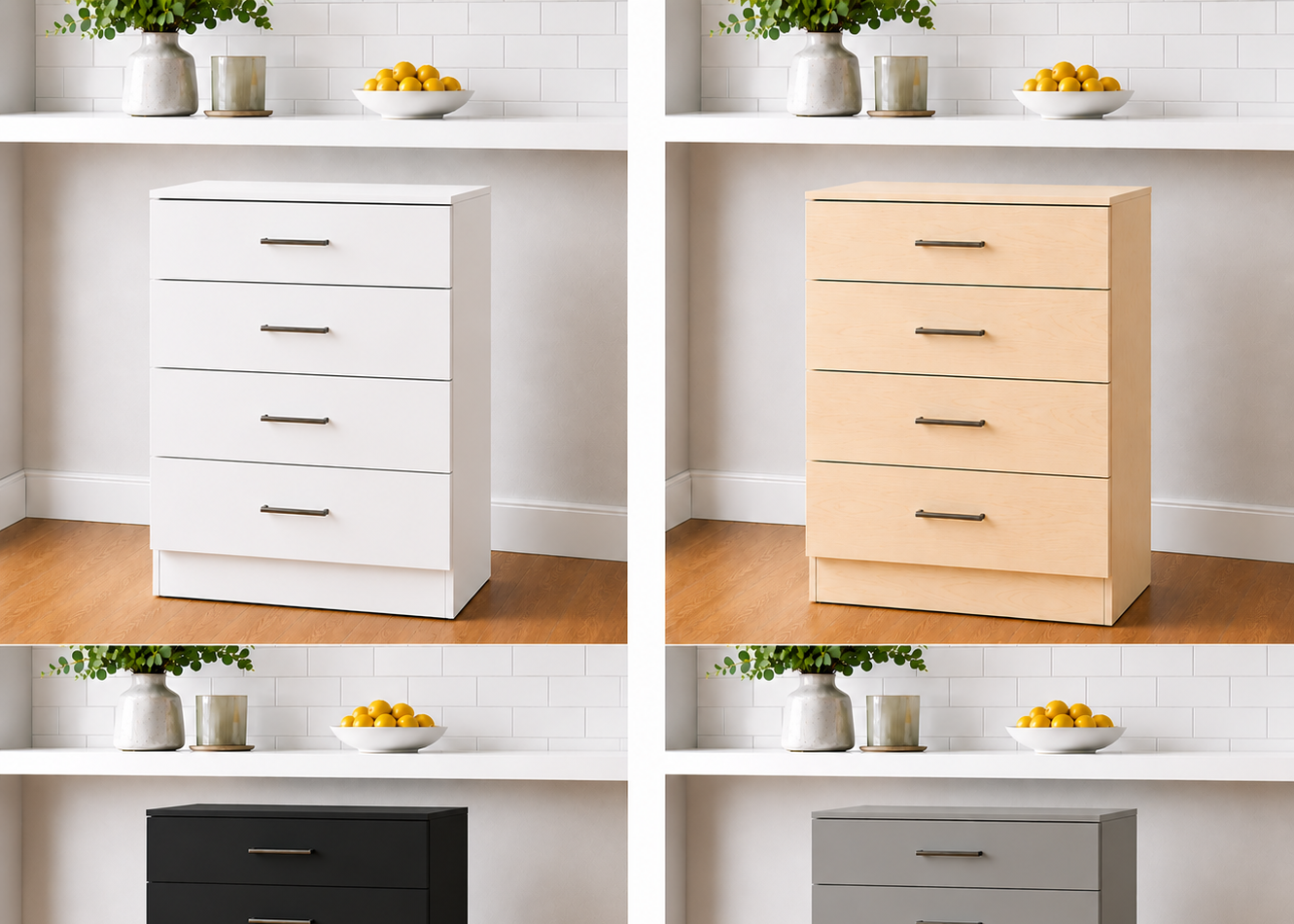 Stock Line 4-Drawer Base Cabinet 9" to 22"
