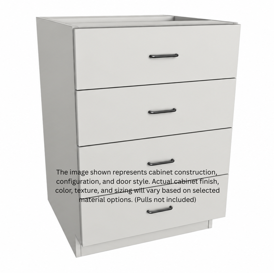 Stock Line 4- Equal Drawer Base Cabinet 9" to 22"